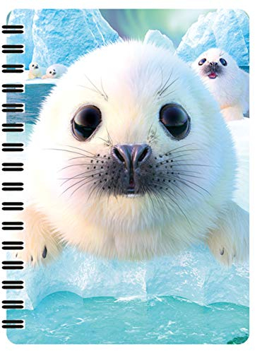 3D LiveLife Jotter - Seehundwelpen von Deluxebase. Linsenförmiges 3D Ocean A6 Spiralblock. Ein liniertes Notizbuch mit Kunstwerken, die vom bekannten Künstler David Penfound lizenziert wurden