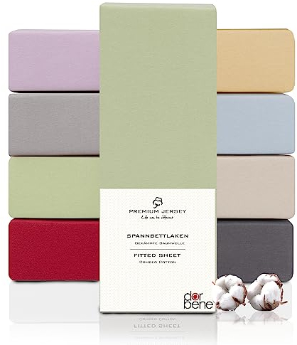 DarBene Spannbettlaken 140x200 Premium, Jersey 100% gekämmte Premium Baumwolle, atmungsaktiv, superweiches Bettlaken bis 30 cm Matratzenhöhe, Oeko-TEX, Apfelgrün