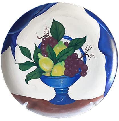 Piatto Decorativo da Parete in Ceramica 32 cm | Dipinto a Mano, con Cesto di Frutta