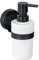WENKO Static-Loc Plus Seifenspender Pavia Schwarz, Befestigen ohne Bohren, sicherer Halt durch statische Haftung auf glatten, luftundurchlässigen Flächen, Füllmenge 220 ml, 6 x 16 x 9 cm, Stahl matt