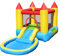 GIANTEX Hüpfburg Wasserpark aufblasbar, Spielburg Ritterburg mit Wasserrutsche, Spielpool Wasserspielcenter für 2 Kinder, Hüpfschloss Spring-Schloss Outdoor groß 365x200x190 cm (ohne Gebläse)