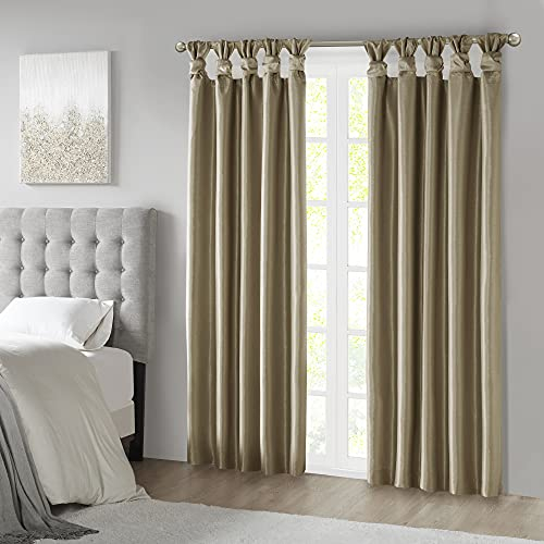 Madison Park Faux Silk Blackout Curtain 1 Panel for Privacy, 50x95 Bronze