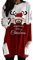 OMZIN Frauen Chrismas Jumper Oversize Pullover Long Tops Langarm T-Shirt mit Taschen Casual Xmas Sweatshirt Weißer roter AFFE S