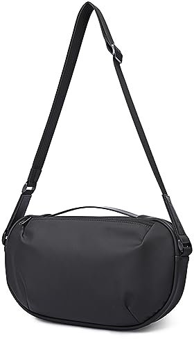 FANDARE Ultraleicht Umhängetasche Herren Damen Handtasche Tragetasche Junge Mädchen Schultertasche für 10.5 Zoll Tablet Reise Schule Hochschule Arbeit Outdoor Schulranzen Wasserdicht Polyester Schwarz