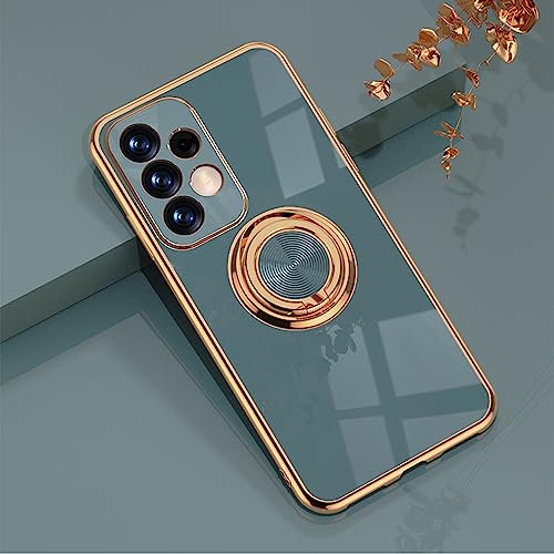 EYZUTAK Hülle für Samsung Galaxy A53 5G, Glänzend Weiche Silikon TPU Slim Case mit 360 Grad Ring Ständer Bumper Stoßfest Schutzhülle Fingerhalter Magnetische Autohalterung Cover-Grau