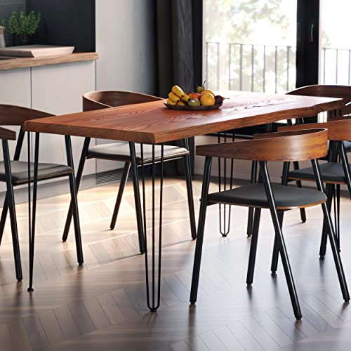 LAMO Manufaktur Esstisch Küchentisch Schreibtisch Couchtisch aus Massivholz, mit Baumkante 120x60x76 cm (AxBxH), Creative, Dunkel/Schwarz, LCB-01-A-004-9005Cr