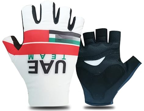 SGCIKER 2022 Pro Team UAE Gants de vélo, Gants de vélo de Sport d'été Demi-Doigts pour Hommes avec Absorption des Chocs Gel (L)