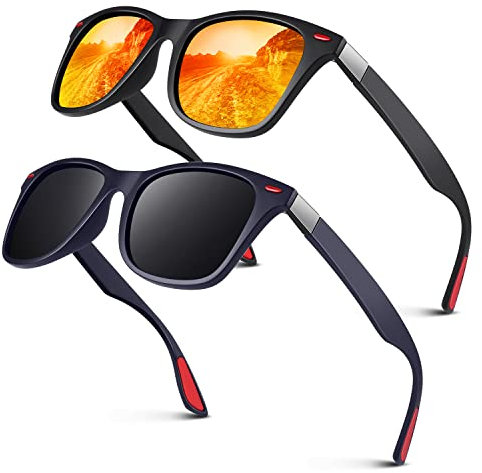 LINVO Occhiali da Sole da Uomo Donna Polarizzati Classici Moda Rettangolari TR90 100% Protezione UV400 per Guidare la Pesca