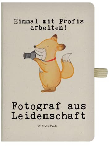 Mr. & Mrs. Panda DIN A5 Baumwoll Notizbuch Fotograf Leidenschaft - Geschenk, Dankeschön, Notizblock, Danke, Profi Fotograf, Jubiläum, Kladde,