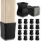 Square Chair Leg Protectors for Hardwood Floors, 16 Pcs Silicone Felt Furniture Leg Cover,1.16-1.42, Black.