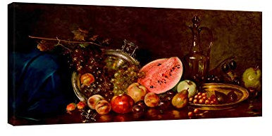 DìMò ART Cuadro sobre lienzo con marco de madera Nikolaos Wokos Still life with fruit medida 80x40 CM (31,49x15,74 inches)