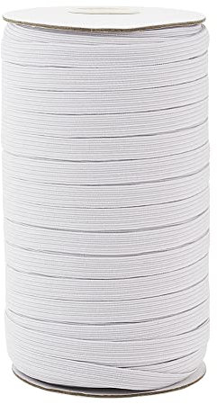 Bestewelry Banda elástica blanca de 3/8 pulgadas, cuerda elástica trenzada plana con carrete para diademas, ropa, costura, manualidades