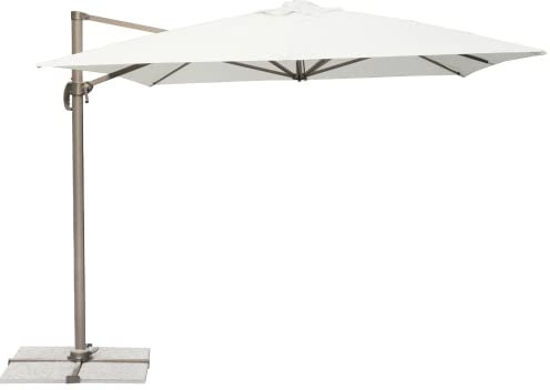 Gruppo Maruccia - Ombrellone da Giardino 3x4 Metri - Palo Decentrato in Alluminio Color Tortora - Tetto Idrorepellente Ecrù