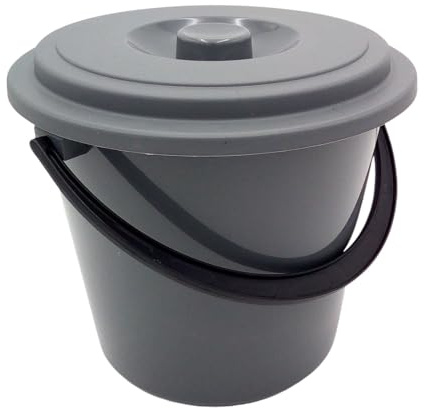 Eimer mit Deckel 5 Liter Putzeimer Wassereimer Kunststoffeimer Weiß robust