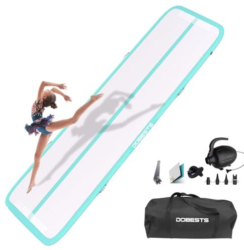 DOBESTS Air Tumbling Track Gymnastikmatte Aufblasbare 3 m 4 m 5 m 6 m Tumble Mats 4 Zoll Dicke Yoga Training Cheerleading Wasserspaß mit elektrischer Pumpe (Green, 6m)