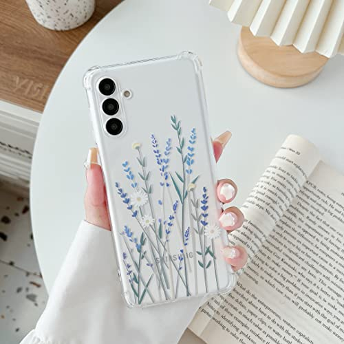 ZTOFERA Hülle für Samsung Galaxy A54, Transparentes Klares Weiches TPU Hülle mit Blume Muster, Ultra Dünne Kratzfeste Silikon Gel Schutzhülle für Samsung A54 5G - Lavendel