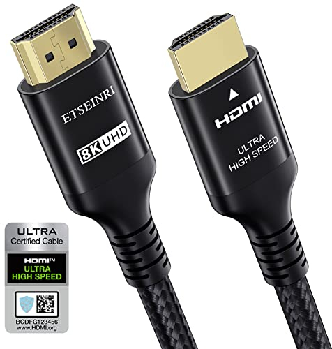 Etseinri Cable HDMI 2.1 7.5 Metros, Certificado 10K 8K 4K Cable HDMI® Ultra Alta Velocidad 1440P@240/165/144/120Hz HDMI Cable Trenzado 48Gbps HDCP 2.3 D-olby Atmos Vision eARC HDR TV Monitor Proyector