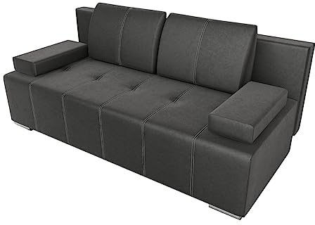 BROMARKT Schlafsofa MALBO - Sofa mit Schlaffunktion und Bettkasten, Bettsofa, Couchgarnitur, Couch, Sofagarnitur, Bett (h90 x t93 x b200 cm, Kronos 34 - Grau)
