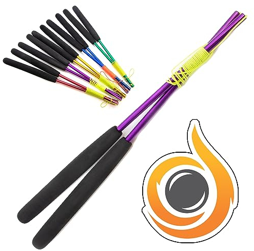JD Pro Bâtons de diabolo en aluminium avec ficelle super lisse et autocollant en cascade Violet