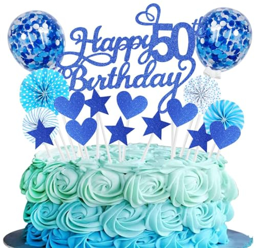 Cake Topper 50 Kuchendeko Geburtstag Frauen NavyBlau Happy 50.birthday Kuchen Deko 50. Geburtstag Happy Birthday 50 Geburstagstorte Deko Tortendeko 50 NavyBlau Geburtstag Kuchen Deko 50 Geburtstag