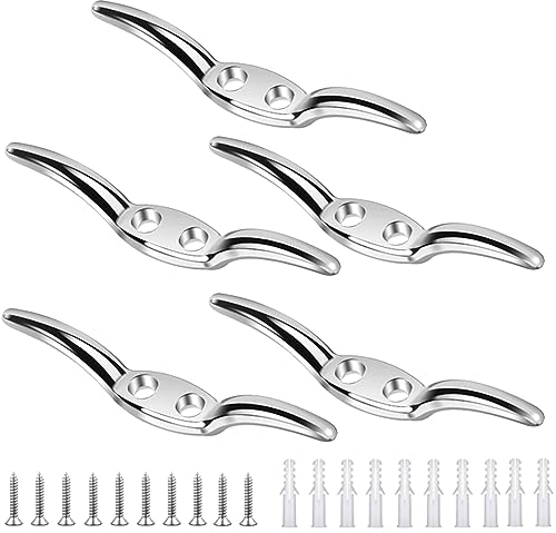 DUOHERESHUI Bitta per Barca, 5 Pezzi Bitte di Ormeggio, Gancio per Tacchette in Corda, Bandiera Corda Gancio, con Viti di Fissaggio E Tappi in Plastica, per Yacht, Pennoni, Barche A Vela, Tende