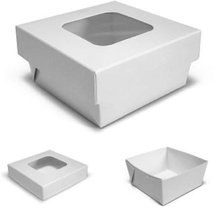 Rotoform, 25 PZ Scatole per Sushi e Dolci, Contenitore Take Away, Colore Bianco, Finestra Trasparente Quadrata, Contenitori in Cartone per Alimenti (S004 25 unità (Mini)