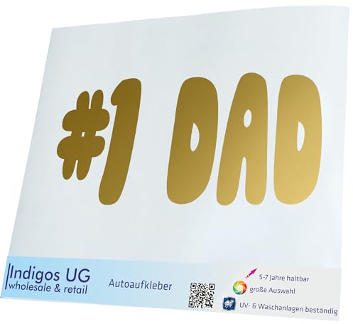 INDIGOS UG Aufkleber - Autoaufkleber - JDM - Die Cut - #1 Dad - Gold - 200x87 - Tuning - Sticker - Heckscheibe - Auto - Fahrrad - Motorrad