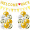 Gold Willkommen Zurück Banner, Gold Welcome Back Girlande, Welcome Back Deko Gold, Welcome Back Banner Ballon für Familie Aktivitäten Willkommen Zuhause Girlande zurück zu Schule Dekoration