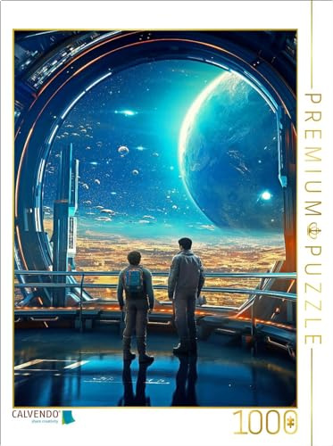 CALVENDO Puzzle Vater und Sohn auf Einer Raumstation | 1000 Teile Lege-Größe 64 x 48 cm Foto-Puzzle für glückliche Stunden