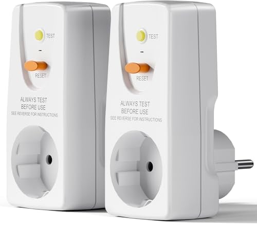 EXNICEXI Fi Schutzschalter Steckdose,Personenschutzstecker Anti-Leckagen und Elektro-Schock, 10mA-Schutzkontakt 230 V,16A Schutzschalter Stecker, passend für Haushalt Geräte, Werkzeuge, 2 Stück