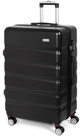 Todeco Valise Grande Taille 78cm, Rigide e Légère ABS+PC Valise à Main légère avec Coque Rigide, Valise de Voyage, avec 4 Doubles Roues, 78×48×28cm, Noir