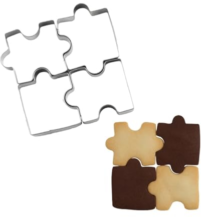 Home Baking 4PCS Puzzle Piece Cookie Cutter Reusable Stainless Steel Fondant Tool Cutter Biscuit for Steel