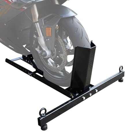 Jack Boss Motorcycle Wheel Chock, Motorcycle Stand Up to 1800LBs, Wide Range 3 Inch to 5 Inch Support Adjustable Front Tire Stand Chocks for Trailer and Truck, Suitable for Most Motorcycles