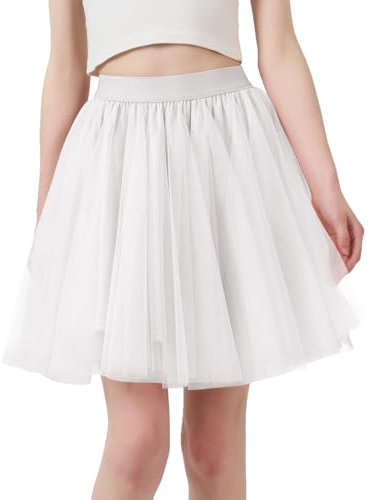 Eisnnu Jupe Tulle Femme 3 Couches Tutu en Tulle Taille Elastique Jupe Trapèze Blanc Noir Rose pour Soirée de Bal de Mariage Dames Tutu