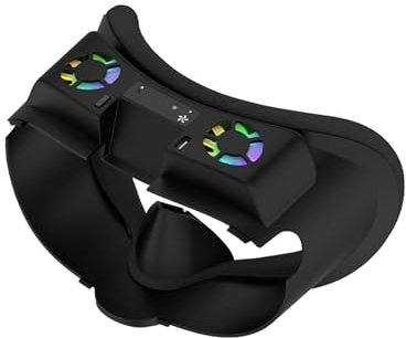 RGB Cooling Fan Compatible for Meta Quest 3 VR Headset Accessories Soft Breathable Face Cover Cushion Pad Foam Facial Interface Bracket Fan Cooler Air Circulation Light-Proof Nose Pad Replacement