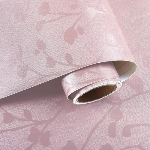 VaryPaper Carta da Parati Adesiva Muro Rosa Moderna Carta da Parati Foglie 40cmx200cm Pellicola Adesiva per Mobili Carta da Parati Camera Letto Soggiorno Carta Adesiva per Armadio Scaffali