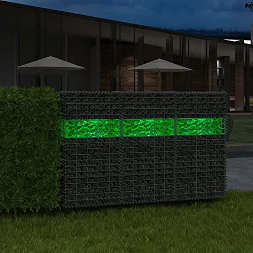 Rantry Gabion Rocks Glass Green 60-120 mm 25 kg, Gabion Baskets, Metal Gabion Cages for Stones, Garden Decor Wall Partition Set