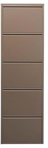 Kare Design Schuhschrank Caruso Taupe, Metall, mit 5 Klappen, Schuhablage für 10 Paar Schuhe, schmal, platzsparend, hoch, Schuhregal, Eingangsbereich, 170x50x15 cm (H/B/T)