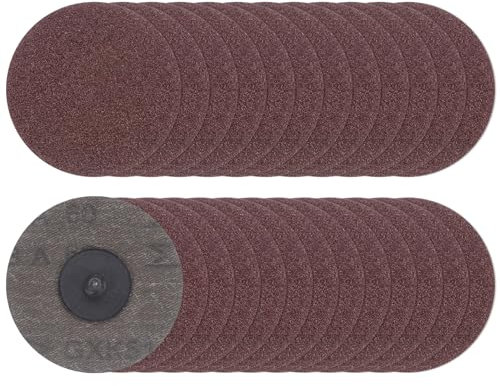 sourcing map 25pcs Quick Change Sanding Discs 3 60 Grit R-Type Roll Lock Aluminum Oxide Conditioning Disc Sandpaper for Die Grinder Grinding Fast Cutting, Red