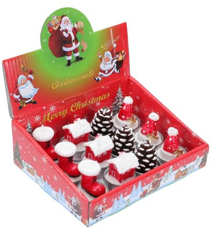 Garneck 12 Stück Weihnachtskerzen Weihnachtskerzen Kerzen Für Weihnachten Dekorative Kerze Krippendekoration Kerzendekoration Festival Kerzenschmuck Weihnachtsbaumkerzen