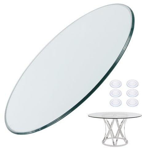 V3VOGUE Tablero De Cristal Ø38cm-100cm Vidrio Templado Redondo, Cubierta Protector De Mesa De Vidrio Transparente, Resistencia Al Impacto, para Mesas De Comedor, Café, Jardín(90cm)