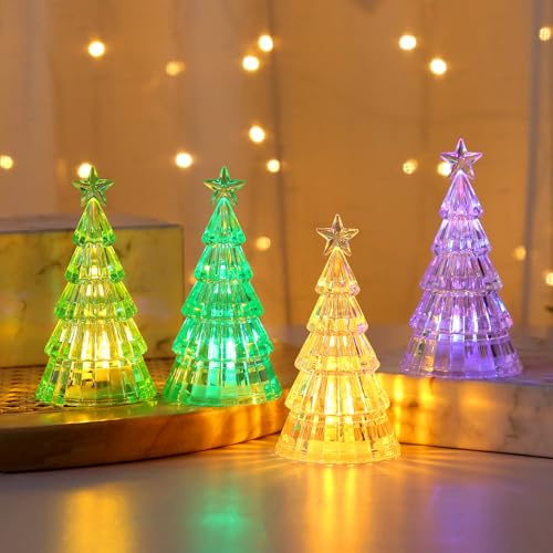 4 STK Led Weihnachtsbaum | Kleiner Weihnachtsbaum Mit Beleuchtung | Weihnachten Tischlampe | Multifunktionalen Led Weihnachtsbaum Deko Schlafzimmer Licht Tisch Weihnachtsbaum