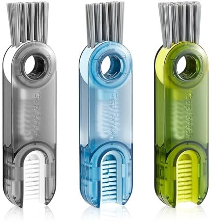 3 in 1 Cup Lid Gap Cleaning Brush, 3PCS Multifunctional Cleaning Brush, Water Bottle Cover Detail Crevice Brushes, Tiny Bottle Cup Lid Detail Brush Ideal for Water Bottles and Cups