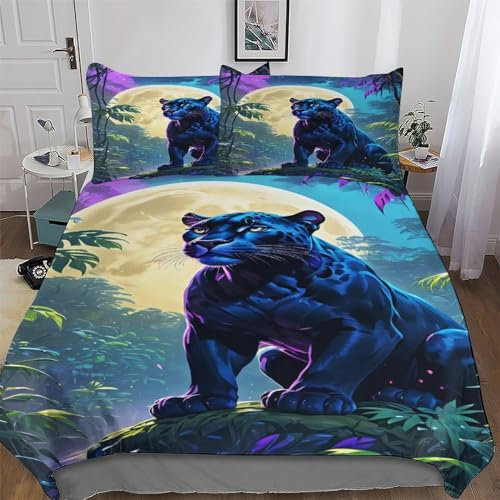 AAPZY Leopard Muster Bettwäsche 2 teilig, Bettbezüge Bettgarnitur Aus Mikrofaser, Bügelfrei & Knitterfrei - Erwachsene Teenager Kinder Bettbezug + Kissenbezug Single (135x200cm)