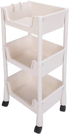 Carrello Portaoggetti, Carrello Portaoggetti Mobile Carrello Portaoggetti Mobile su Ruote Carrello Portaoggetti in Plastica per Ufficio, Soggiorno, Cucina (3 livelli)