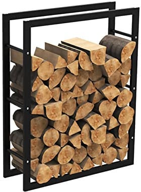 GUHPZA Kaminholzregal, Metall, Kaminholzregal, für drinnen und draußen, Kaminholzständer, robustes Holzregal mit Seitenschienen, einfache Montage
