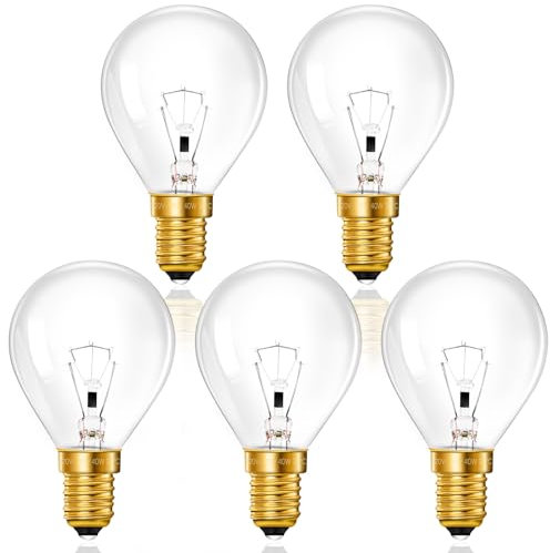 Vemfay Ampoule de Four Dimmable,5xLampes de Four E14 G45 40w Résistant jusqu'à 300 Degrés°C 2700K,pour Four, Fours Grill, lampes à lave,