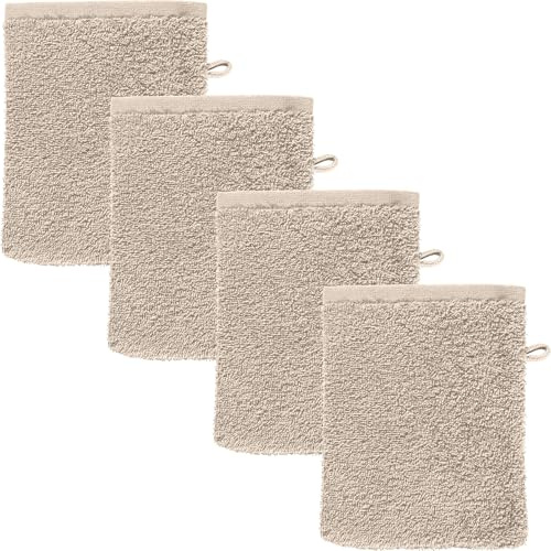 REDBEST Waschhandschuh Oceanside 4er-Pack Leichtfrottier beige Größe 16x21 cm