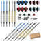 HTRTRR Dartpfeile Mit Kunststoffspitze, 12 Stück,Soft-Dart-Streifen 21 zusätzliche Darts in 7 Designs, 100 Kunststoff-Dartköpfe austauschbar