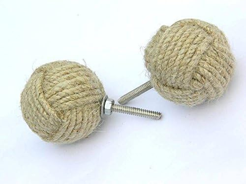 RK NAUTICAL INSTRUMENT - Juego de 2 tiradores de cajón rústicos de cuerda de yute, natural